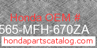 Honda 87565-MFH-670ZA genuine part number image