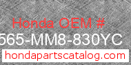 Honda 87565-MM8-830YC genuine part number image