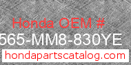 Honda 87565-MM8-830YE genuine part number image
