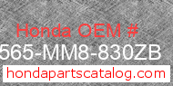 Honda 87565-MM8-830ZB genuine part number image