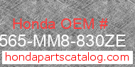 Honda 87565-MM8-830ZE genuine part number image