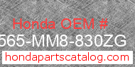 Honda 87565-MM8-830ZG genuine part number image