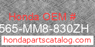 Honda 87565-MM8-830ZH genuine part number image