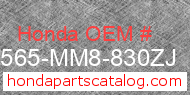 Honda 87565-MM8-830ZJ genuine part number image