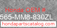 Honda 87565-MM8-830ZL genuine part number image