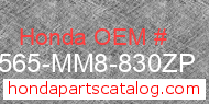 Honda 87565-MM8-830ZP genuine part number image