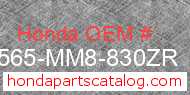 Honda 87565-MM8-830ZR genuine part number image