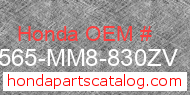 Honda 87565-MM8-830ZV genuine part number image