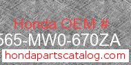 Honda 87565-MW0-670ZA genuine part number image