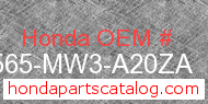 Honda 87565-MW3-A20ZA genuine part number image