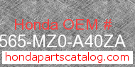 Honda 87565-MZ0-A40ZA genuine part number image