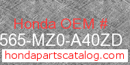 Honda 87565-MZ0-A40ZD genuine part number image