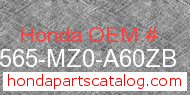 Honda 87565-MZ0-A60ZB genuine part number image