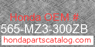 Honda 87565-MZ3-300ZB genuine part number image