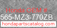 Honda 87565-MZ3-770ZB genuine part number image