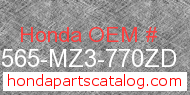 Honda 87565-MZ3-770ZD genuine part number image