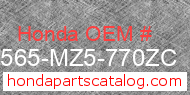 Honda 87565-MZ5-770ZC genuine part number image