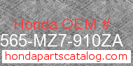 Honda 87565-MZ7-910ZA genuine part number image