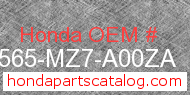 Honda 87565-MZ7-A00ZA genuine part number image