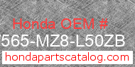 Honda 87565-MZ8-L50ZB genuine part number image