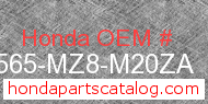 Honda 87565-MZ8-M20ZA genuine part number image