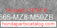Honda 87565-MZ8-M50ZB genuine part number image