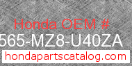 Honda 87565-MZ8-U40ZA genuine part number image