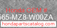 Honda 87565-MZ8-W00ZA genuine part number image