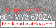 Honda 87601-MY3-670ZA genuine part number image