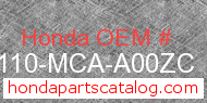 Honda 88110-MCA-A00ZC genuine part number image