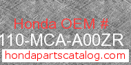 Honda 88110-MCA-A00ZR genuine part number image