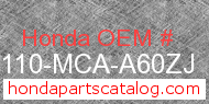 Honda 88110-MCA-A60ZJ genuine part number image