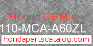 Honda 88110-MCA-A60ZL genuine part number image