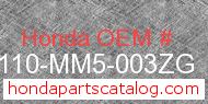 Honda 88110-MM5-003ZG genuine part number image