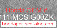 Honda 88111-MCS-G00ZK genuine part number image
