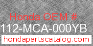 Honda 88112-MCA-000YB genuine part number image