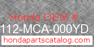 Honda 88112-MCA-000YD genuine part number image