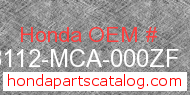 Honda 88112-MCA-000ZF genuine part number image