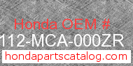 Honda 88112-MCA-000ZR genuine part number image