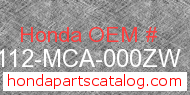 Honda 88112-MCA-000ZW genuine part number image