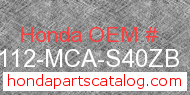 Honda 88112-MCA-S40ZB genuine part number image