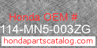 Honda 88114-MN5-003ZG genuine part number image