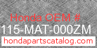 Honda 88115-MAT-000ZM genuine part number image