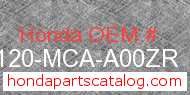 Honda 88120-MCA-A00ZR genuine part number image
