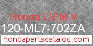 Honda 88120-ML7-702ZA genuine part number image