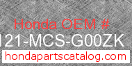 Honda 88121-MCS-G00ZK genuine part number image