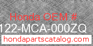Honda 88122-MCA-000ZQ genuine part number image