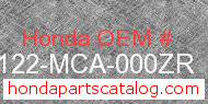 Honda 88122-MCA-000ZR genuine part number image