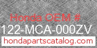 Honda 88122-MCA-000ZV genuine part number image