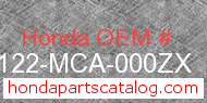 Honda 88122-MCA-000ZX genuine part number image